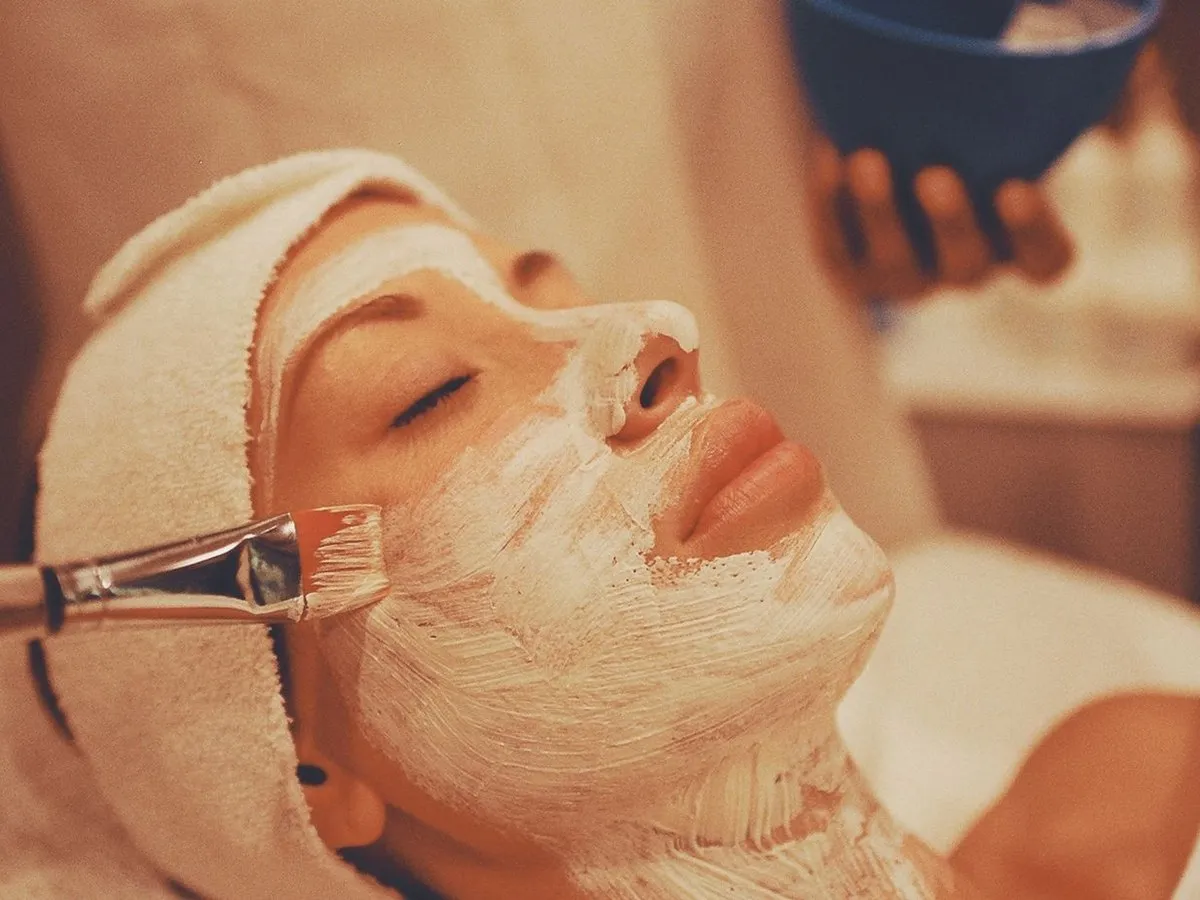 A face pack being applied with a brush